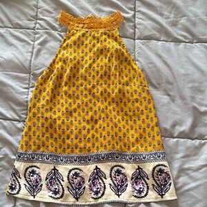 About A Girl Mustard Lace Trim Halter Top (XS)